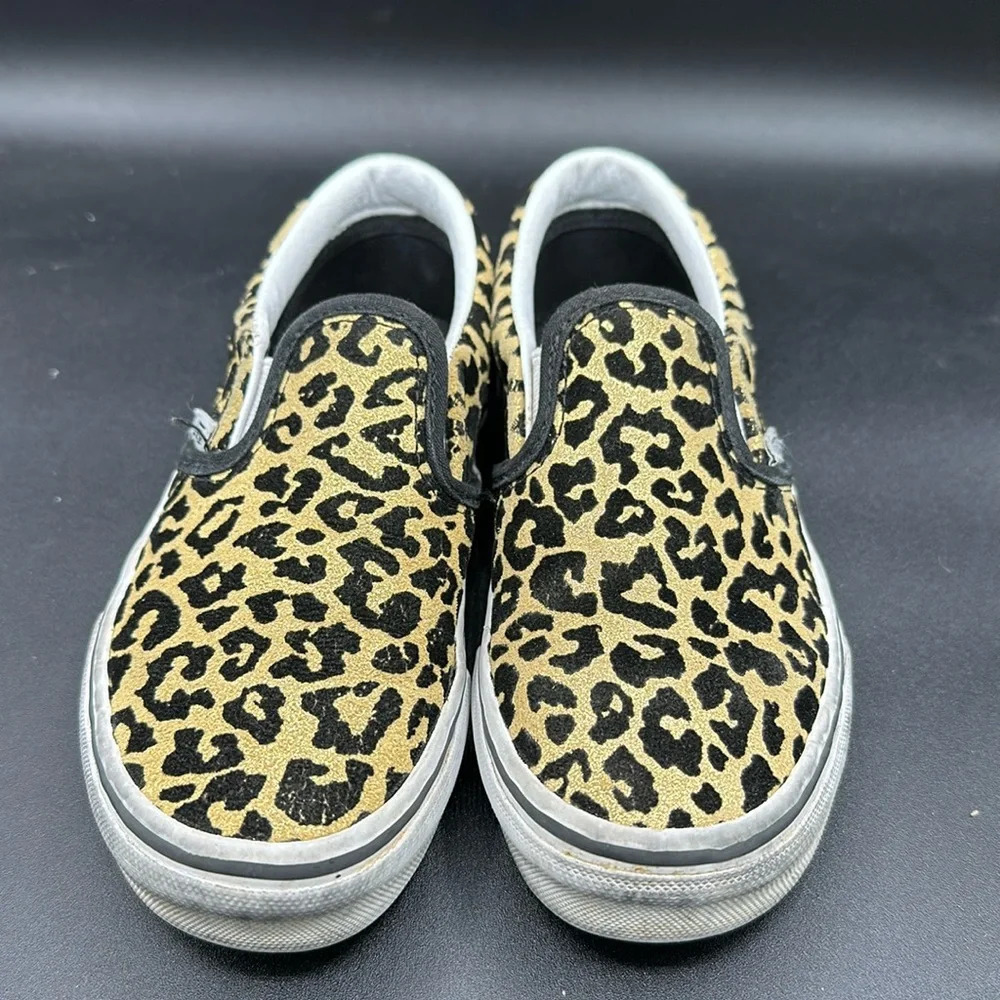 gold & black leopard print classic slip on Vans size 13